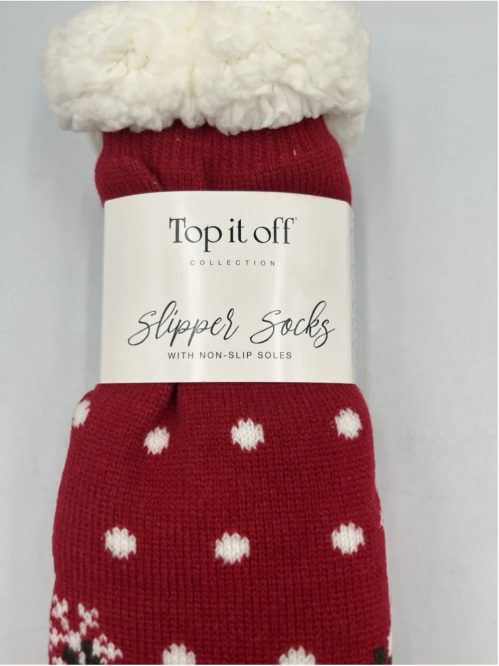 Top It Off Slipper Socks REINDEER Soft COZY WHEN YOUR FEET ARE FREEZZING SEE